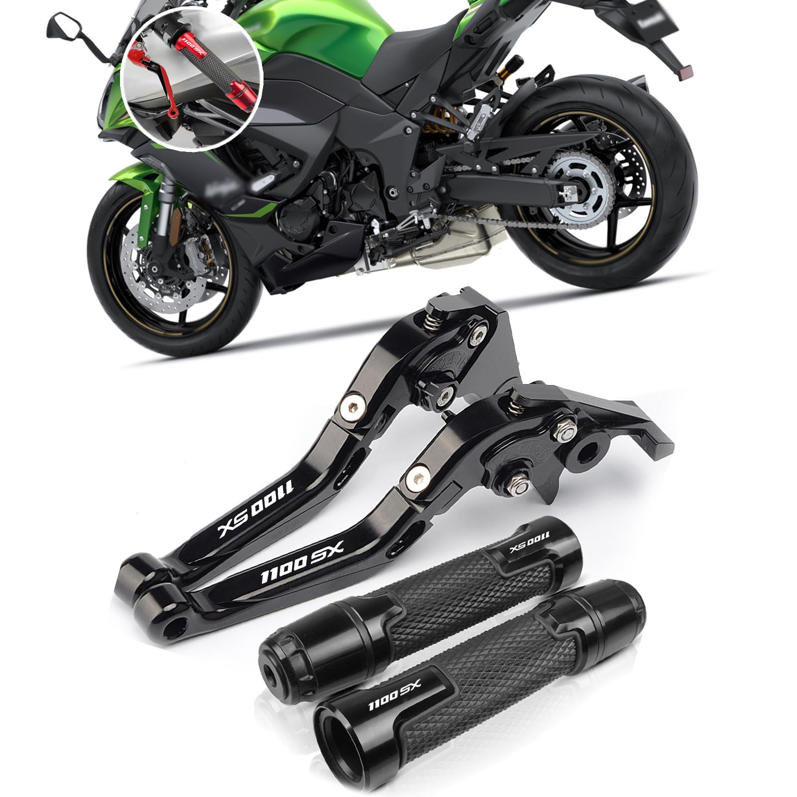 

KAGEFUNE Для Ninja 1100SX Nin.ja 1100SX SE 2025 Регулируемый Складной Комплект Рычага Сцепления Скутер чёрный