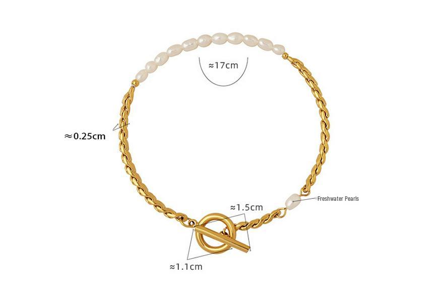 Korean Fashion Freshwater Pearl Bracelet with 18K Gold OT Clasp