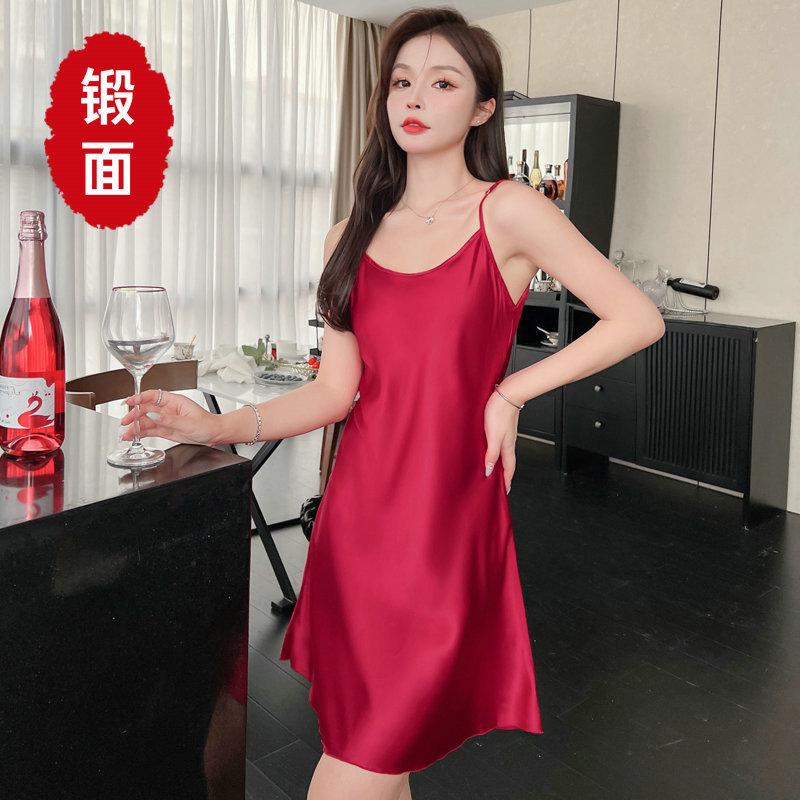 New sexy pajamas women's summer ice silk nightdress suspender shorts loungewear two-piece suit thin Internet celebrity live broadcast
