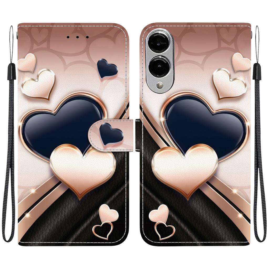 For Samsung Galaxy S25 Edge Leather Case Stand Wallet Pattern Printing Phone Cover with Wrist Strap