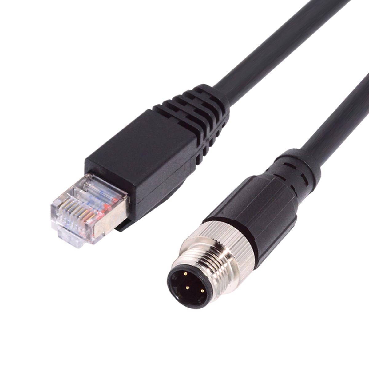 

UT-021-1.0M M12 Type-D D-coded 4Pin Male to RJ45 Cat5e Male Cable Lan Ethernet Network Industrial Applications IP67 Patch Cord As Shown A