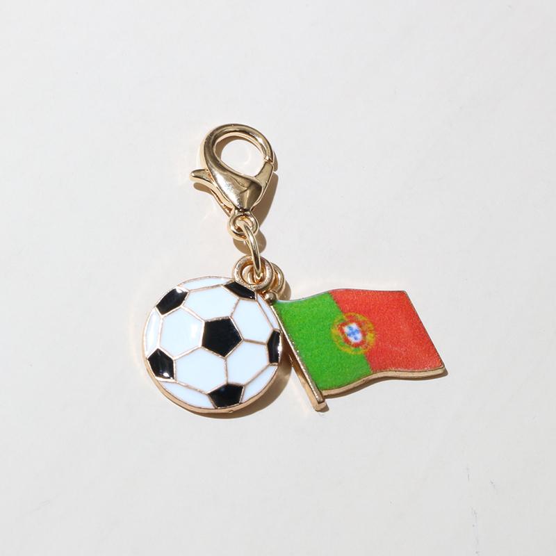 10Pcs DIY Enamel Football and Flag Charms Pendant with Lobter Clasp Craft Keychain Jewelry Making Accessories Findings