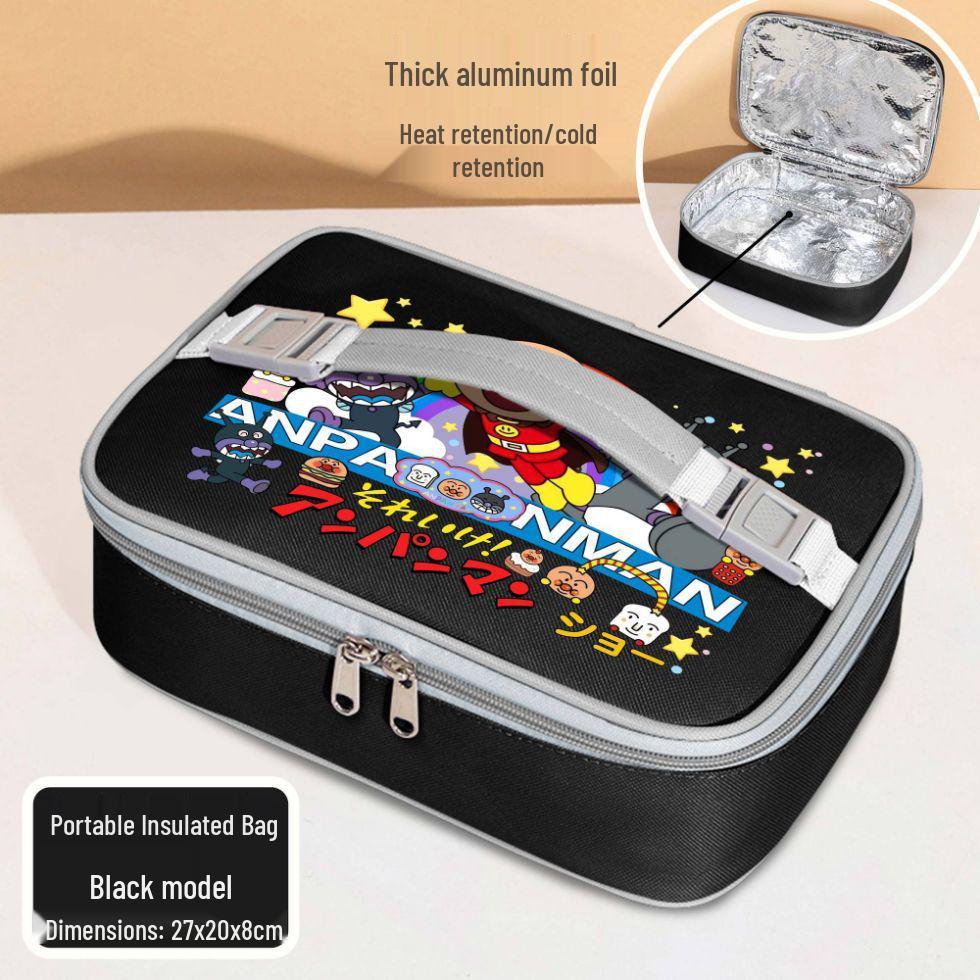 Anpanman & Baikinman Insulated Lunch Bag - Cartoon Design, Thick & Portable for Students/Work