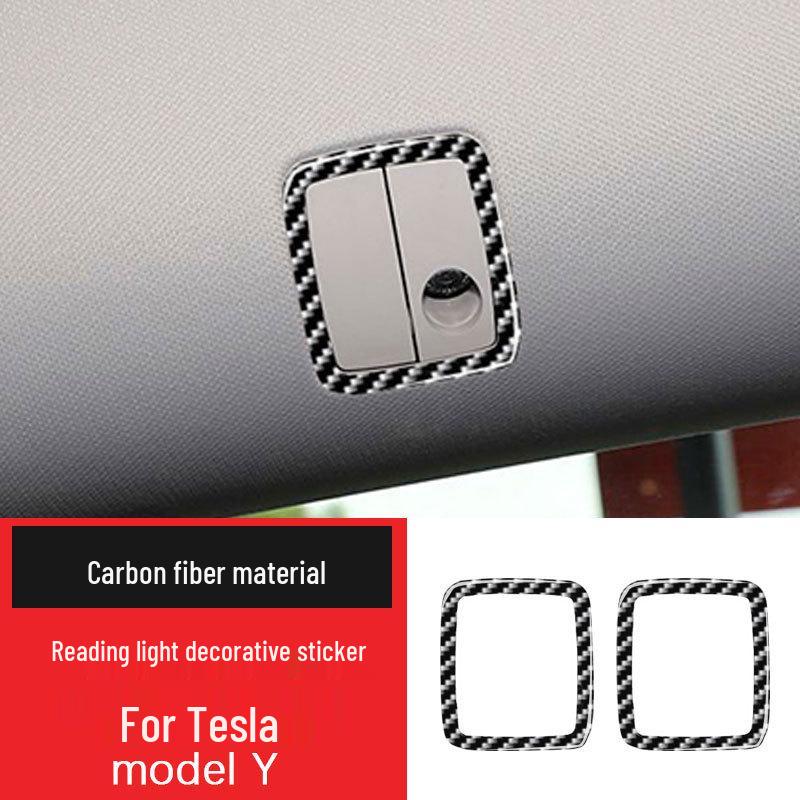 Carbon Fiber Reading Light Frame Decor Sticker for Tesla Model Y Interior