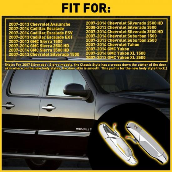 Exterior Chrome Door Handles 2X Front Right Driver Left Side For Chevy Silverado