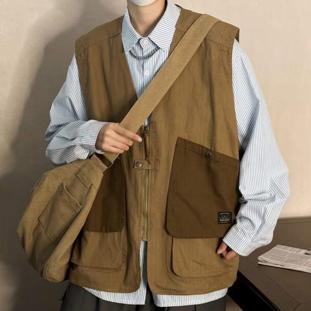V-Ne Svel Workwear Vest Multi-pocket Sleeveless Jacket Trendy Vest Women