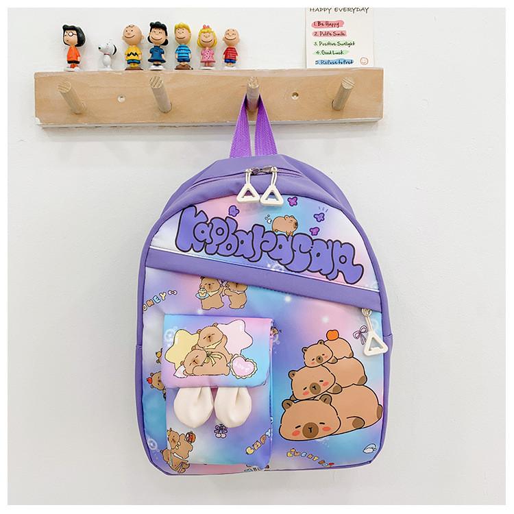 Children Printed Capybara Backpack Breathable Lightweight Cute Schoolbag Cartoon