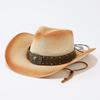 European and American straw hat sunshade upturned brim hat children's outdoor fashion western cowboy hat men's casual retro sunscreen hat