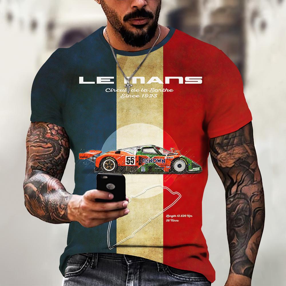 

Винтажная мужская футболка с принтом автомобиля 3D, топы с коротким рукавом, повседневные футболки для мужчин, модная уличная одежда для мужчин, свободная одежда 4XL