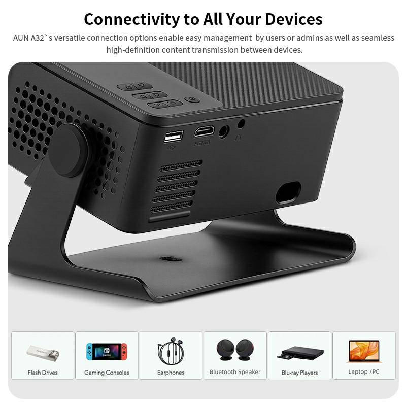 Aun A32 Pro Android 13 Projektor Bærbar Kino Hjemmekino Mini LED-projektor 3D WiFi For Telefon Datamaskin 4K Video 1080p Film