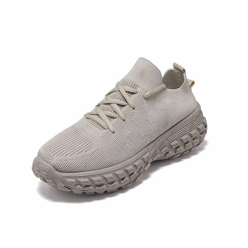 

Весенне-летняя женская обувь из плетеной сетки, трикотажная женская спортивная обувь на толстой подошве, повседневная сетчатая обувь 41 бежевый