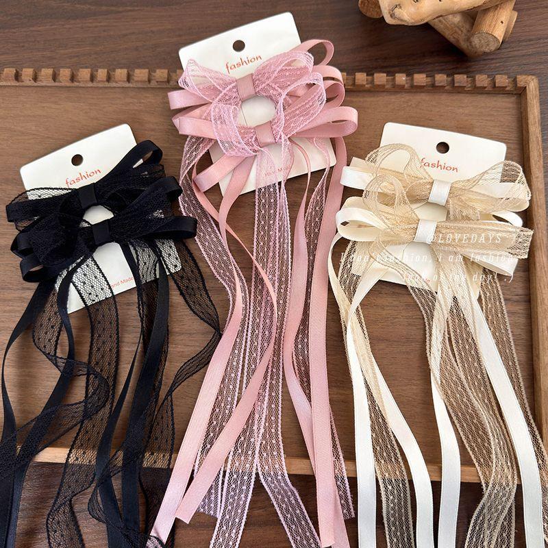 2Pcs Ladies' Hair Clips Set Cute Lace Ballet Style Bow Ribbon Sweet Hair Pin Headwear High Quality Versatile Hair Accessories