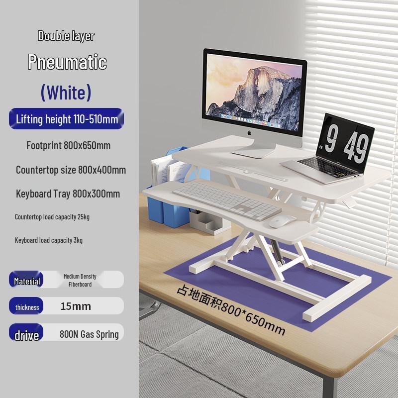 Estação de Trabalho de Mesa Ajustável em Altura para Monitor e Laptop