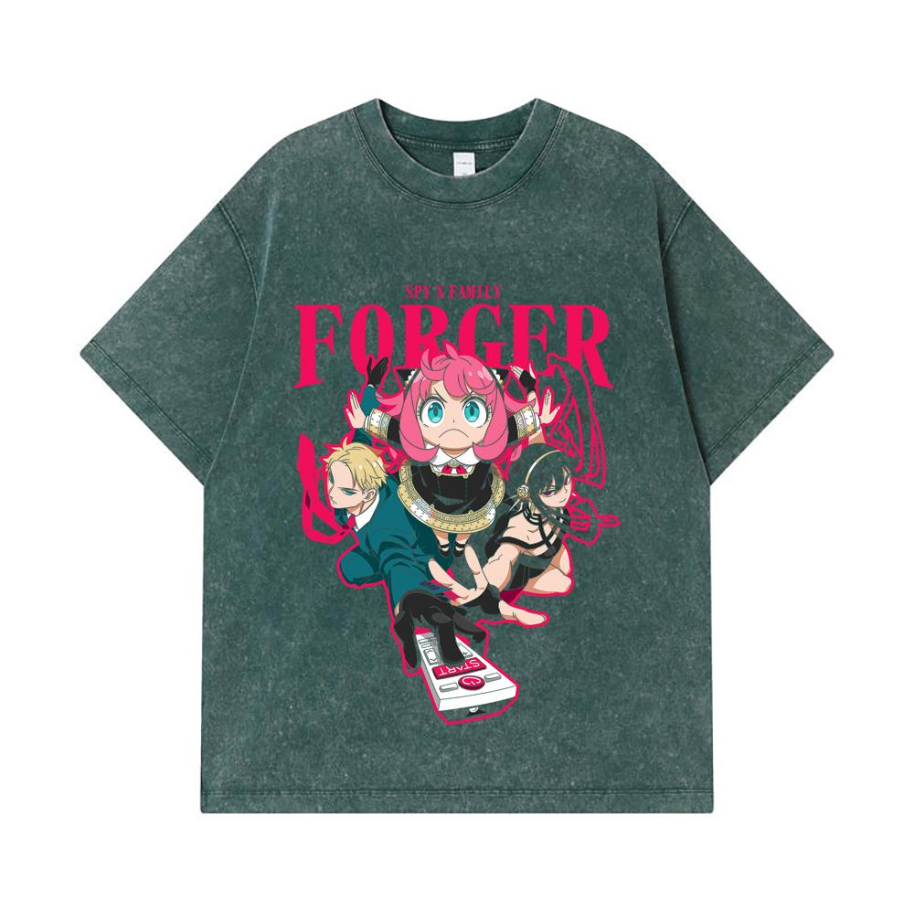 275 GSM Washed T-shirts 100% Cotton Spy X Family V1 Forger Print Unisex Heavy Cotton T Shirt