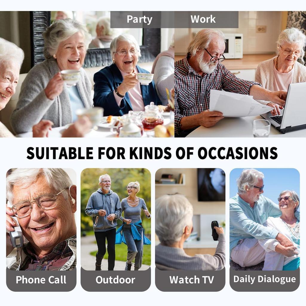 Hearing Aids Hearing Amplifiers for Seniors Rechargeable with Noise Cancelling Hearing Aid Loss Amplifier Seniors and Adults Charging Case Volume