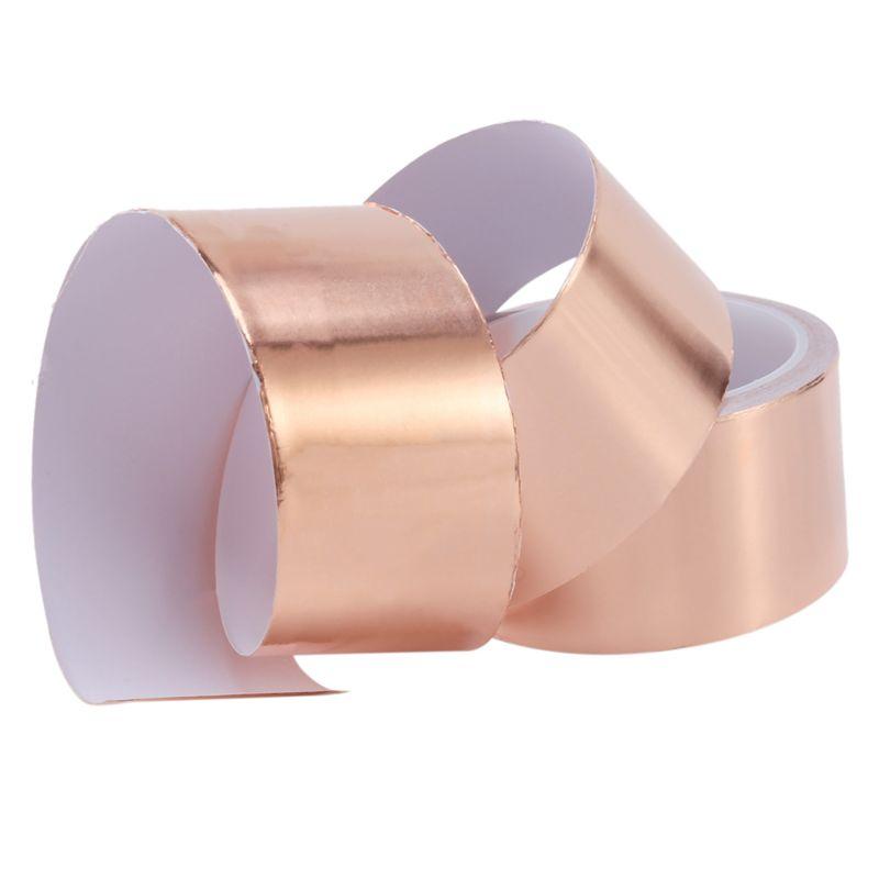 ABWR-6Pcs 50Mmx10m EMI Copper Adhesive Copper Foil Copper Tape Self-Adhesive Tape Roll