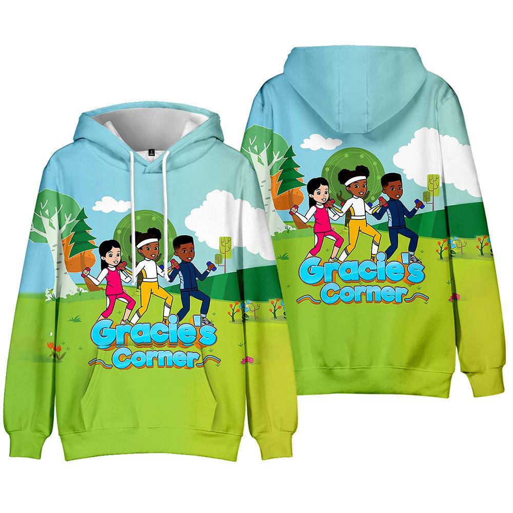 

8 цветов Унисекс Худи Свитшот Gracies Corner с мультяшным принтом Уличная одежда Худи для пар Мужские Женские XXS зелёный