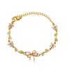 Exquisite Zircon Bow & Flower Pendant Bracelet for Women