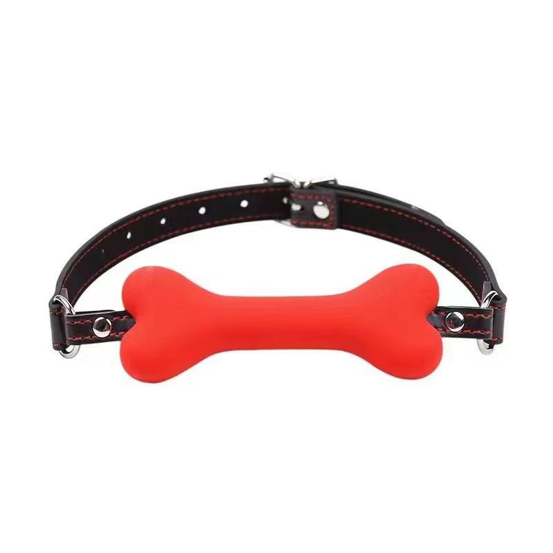 Silicone Bone Gag with Nipple Clamps - Adult SM Sex Toy for Couples