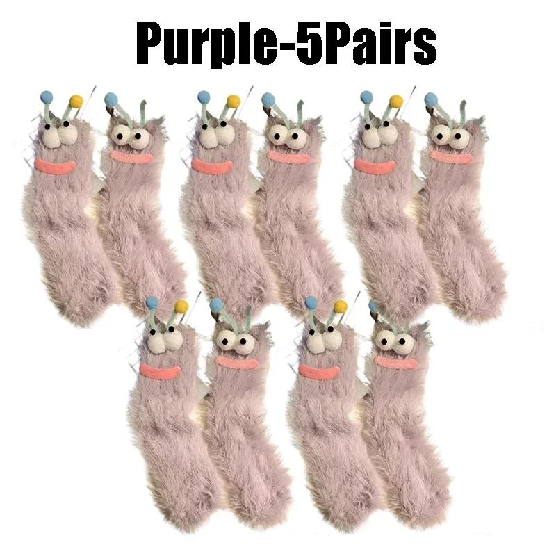 Cute Funny Socks For Women Mid Crew Socks Winter Home Sleep Socks Cartoon Plush Cozy House Floor Socks For Couples Warm Gifts
