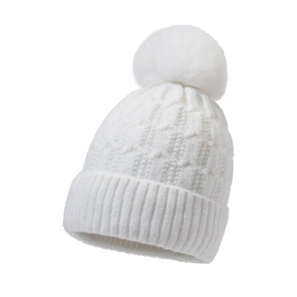 Thicken Winter Beanie Hat With Fur Pom Pom Winter Caps Fashionable Fleece Beanies Outdoor Wear