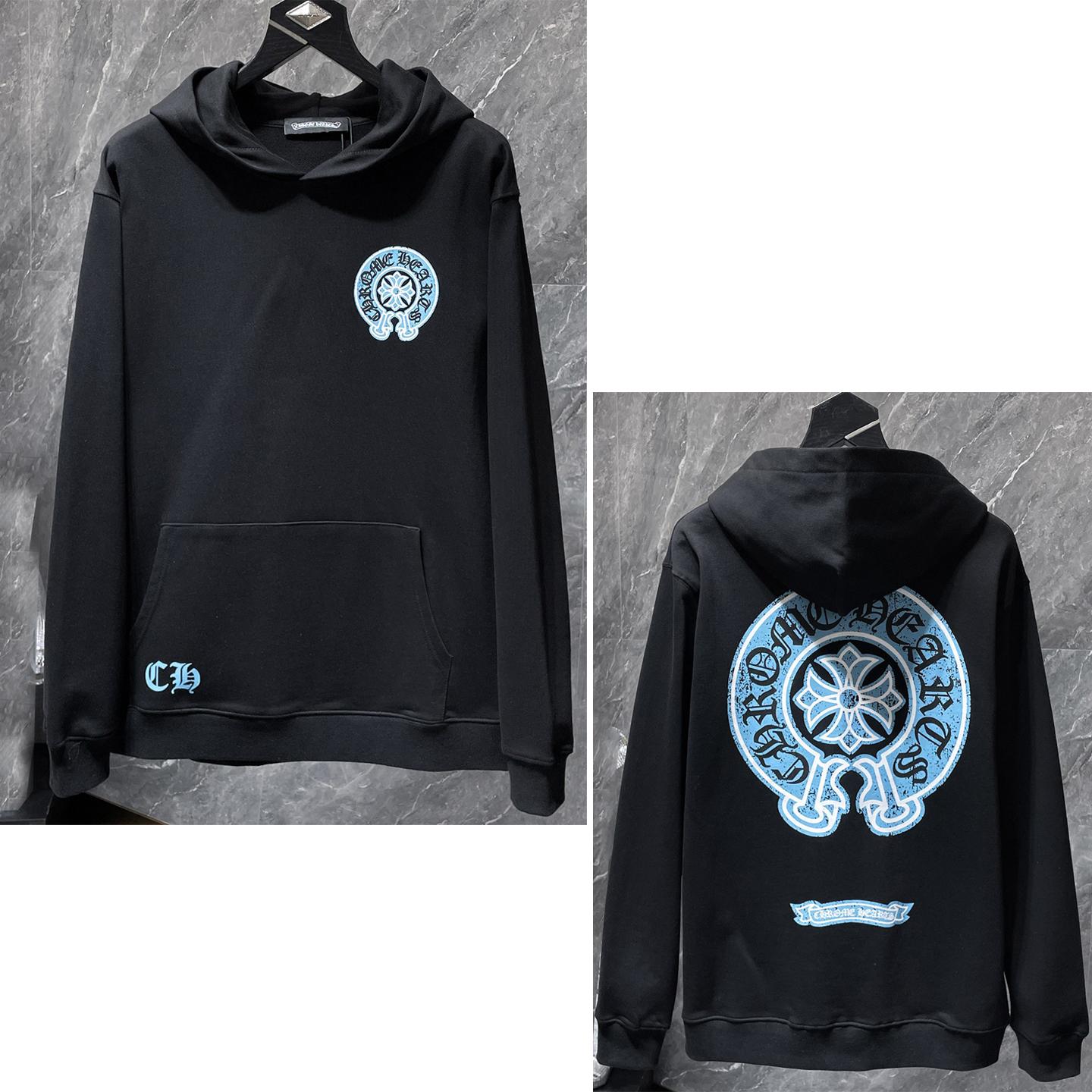 

8662 CHROME HEARTS Новий весняно-осінній тонкий стиль великого розміру Класичний стиль Толстовка з капюшоном з логотипом для пар L чорний