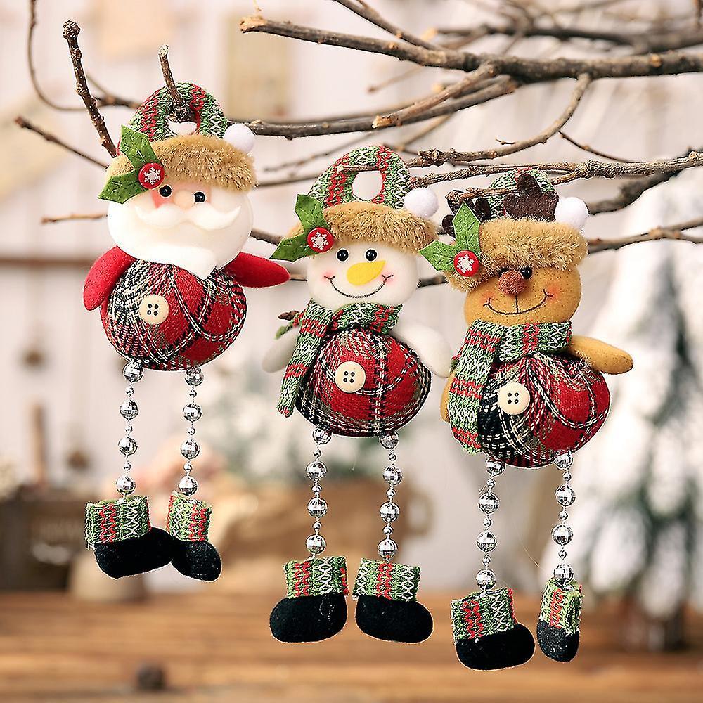 Christmas Ornaments Plush Hanging Decoration Santa Snowman For Christmas Holiday Festivel