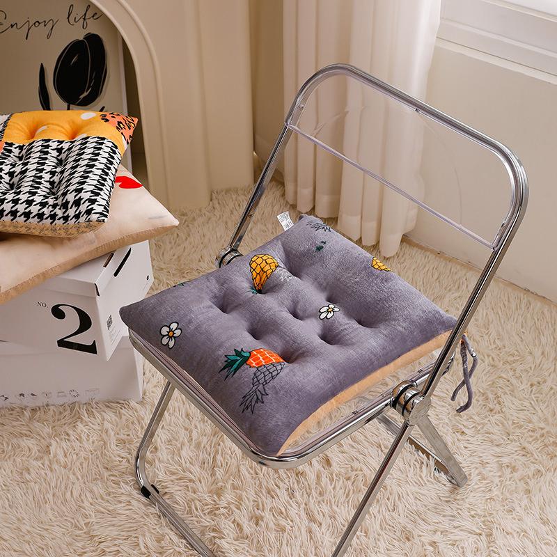 

Autumn And Winter Chair Cushion With Cartoon Printed Velvet For Warmth синий