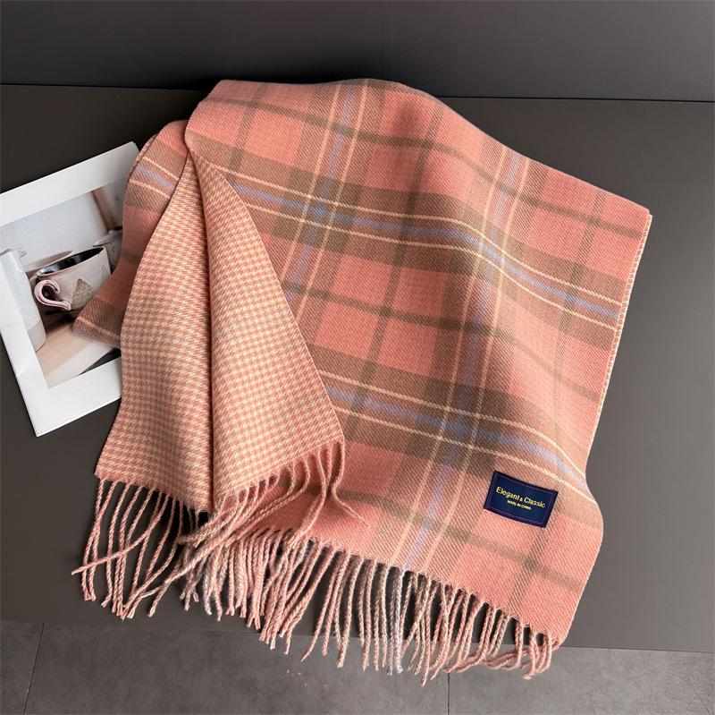 Classic British Style Autumn And Winter Plaid Warm Scarf Women'S Shawl Versatile Commuter Fringed Fine Sand Imitation Cashmere Scarf
