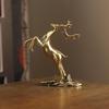 Retro Brass Jumping Sika Deer Small Statue Desktop Ornament Animal Figurines Home Decorations Crafts Accessories