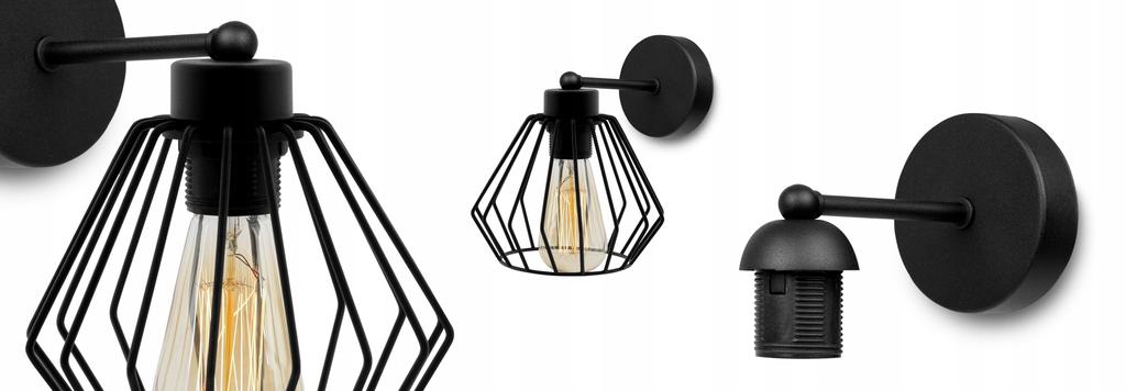 ELEGANT RETRO WALL LAMP WIRE BLACK LOFT