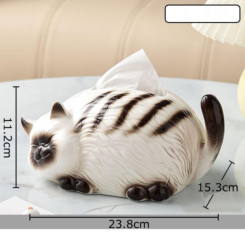 Lovely Cartoon Ginger Cat Ceramic Tissue Box Coffee Table Desk Decoration Creative Tissue Box Bedside Table Paper Towel Case