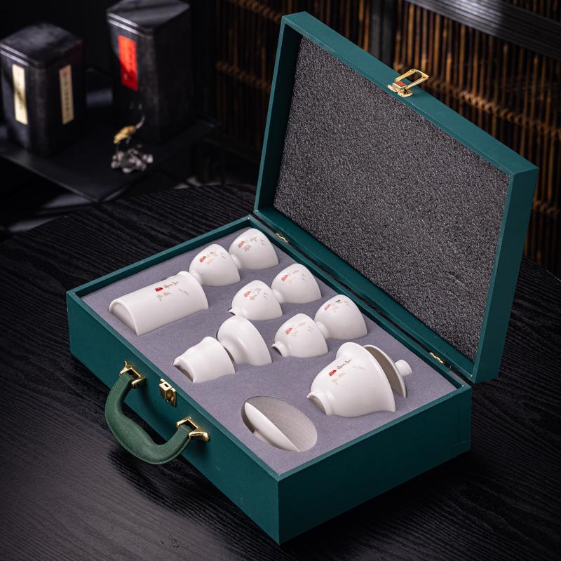 New Ceramic Bai Ru Kiln Kung Fu Tea Set Business Banking Company Corporate Festival High-end Gifts