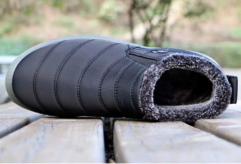 Bageson Winter Snow Cold Weather Thick Cotton Fleece Size Men's Boots, Shoes, Sole, Waterproof, Shoes, Warm, Lining, Non-Slip (Black, 24.5)