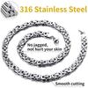 Silberne flache byzantinische Gliederkette aus Edelstahl für Damen und Herren, erhältlich in den Breiten 6 mm, 8 mm und 10 mm und Längen von 18–28 Zoll