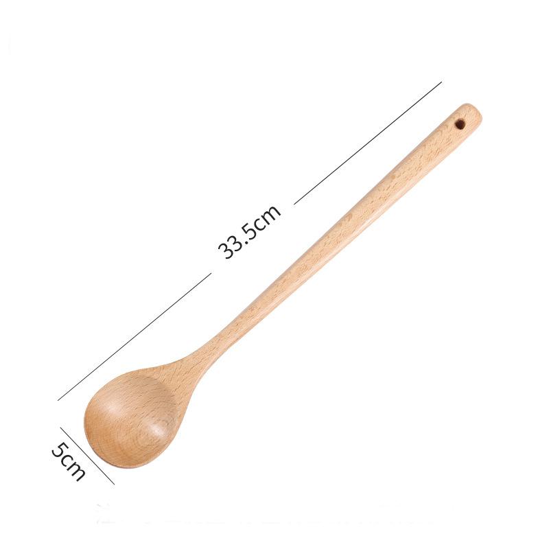 Natural Japanese Ramen Wooden Spoon New Long Handle Soup Spoon Coffee Milk Teaspoon Scoops Kitchen Tableware Home Cooking Tools