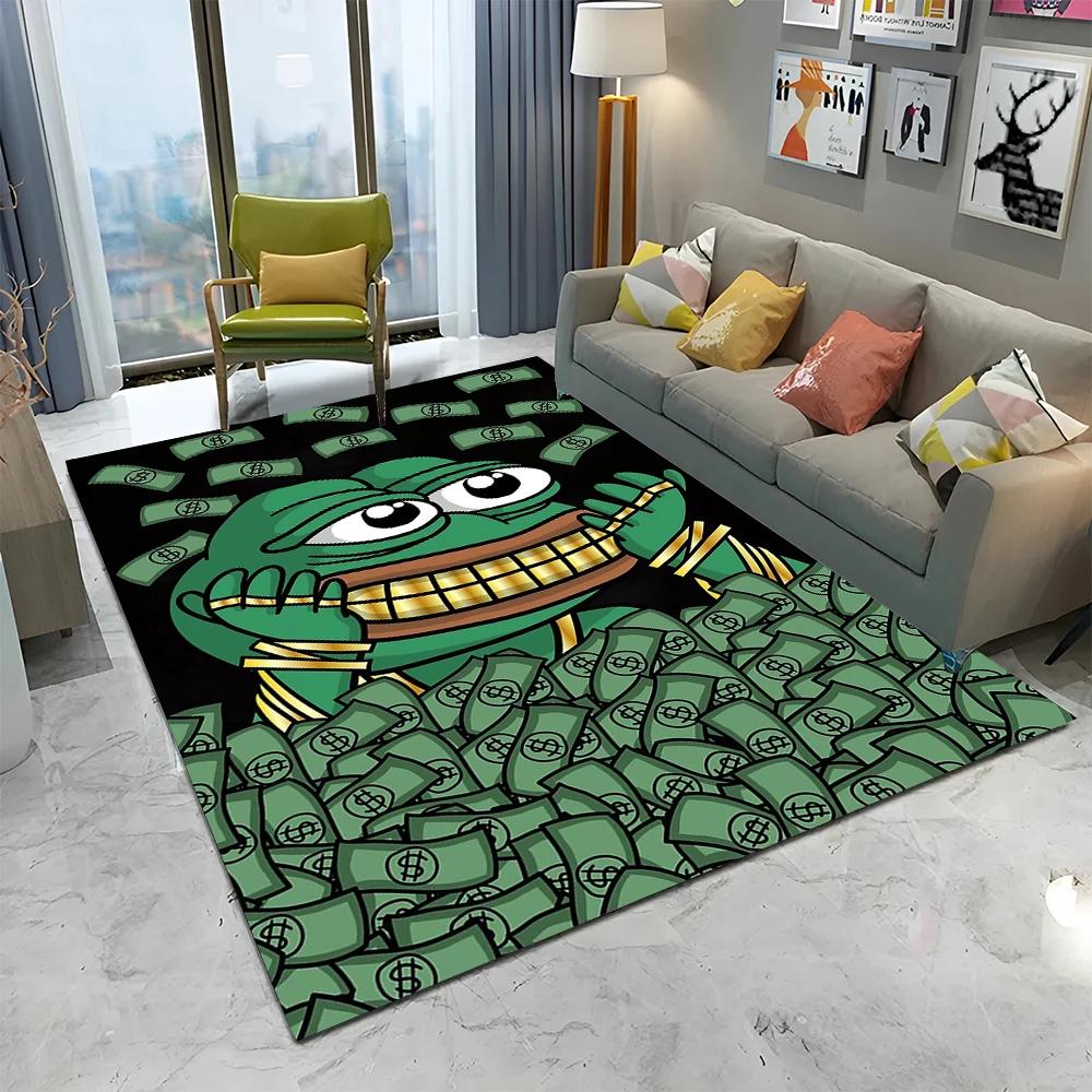 3D Pepe The Frog Face Cartoon Carpet Rug for Home Living Room Bedroom Sofa Doormat Decor,kids Play Area Rug Non-slip Floor Mat
