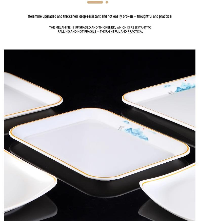 Commercial Rectangular Melamine Serving Tray for Cake, Dessert, Bread, Tea, and Fast Food Display