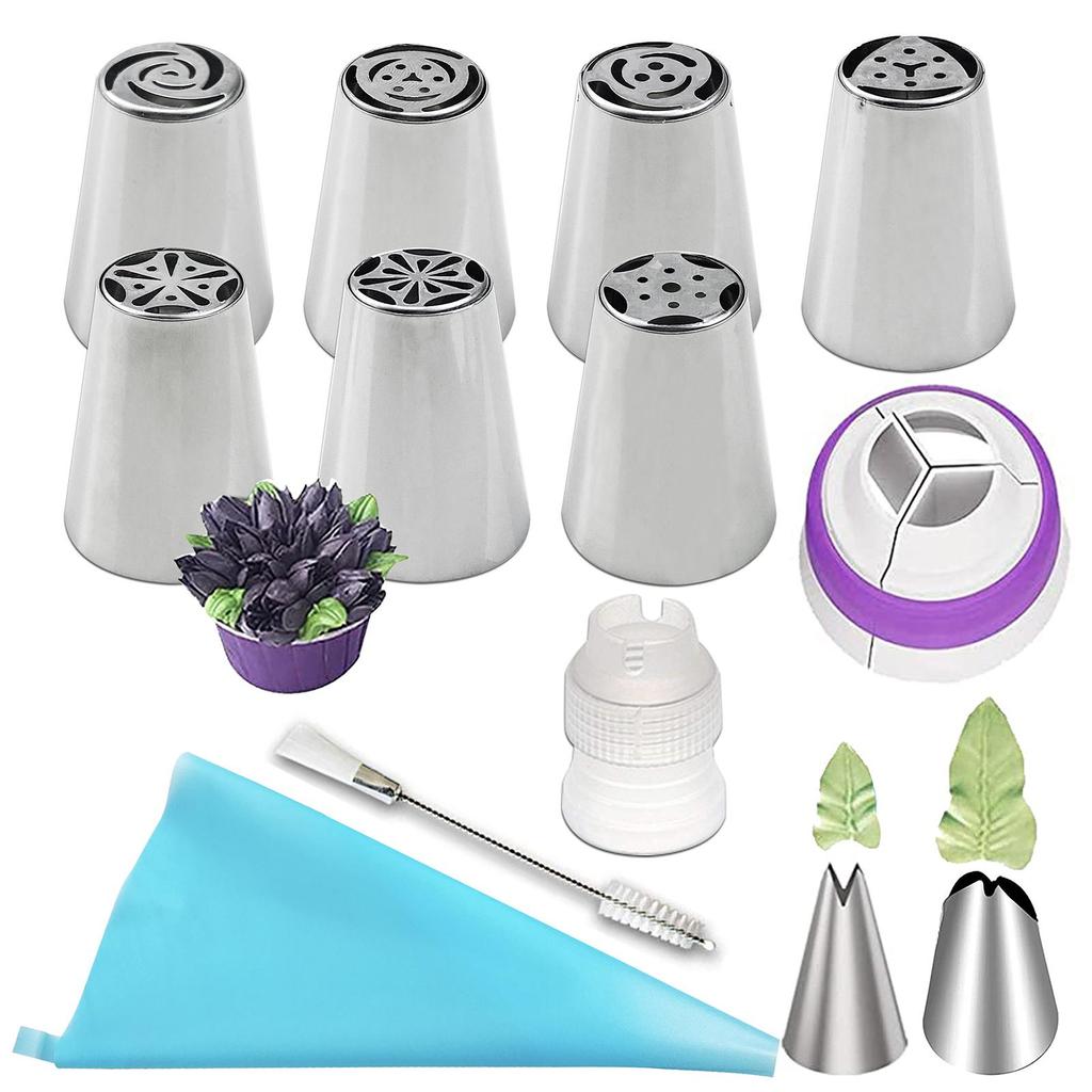 Stainless Steel Russian Piping Tips DIY Piping Tips Set Cupcake Decorating Kit Icing Piping Nozzle for Cookie Cupcake