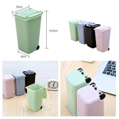 Hot! Creative Mini Wheelie Trash Can Plastic Storage Bin Desktop Organizer Pen/Pencil Cup