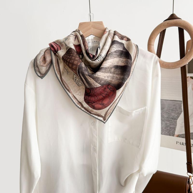 Double-sided heterochrome colored balloon silk wool silk scarf women's spring and autumn new high-end versatile silk wool warm scarf