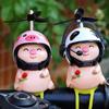 Cute Motorcycle Handlebar Decoration Pig Helmet Propeller Cartoon Bike Electric Ornaments Riding Equipment Accessories