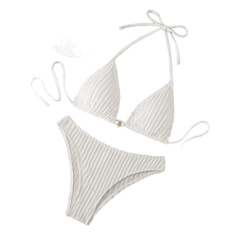 Small Fresh Fabric Drawstring Strap Swimsuit Women Bikini