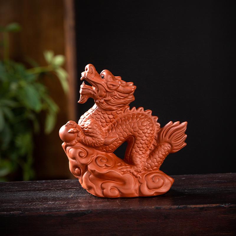 Purple Clay Zodiac Animal Horse Tea Pet Ornament – Cute, Creative Tea Table Dragon Mascot Decoration