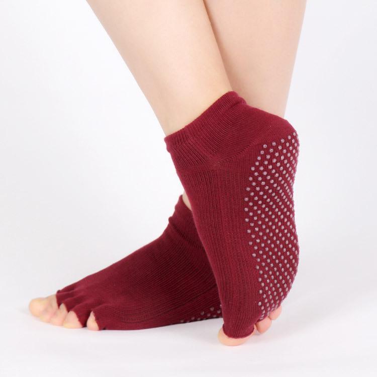 Socks Body Rubber Band Combed Cotton Yoga Socks Women'S Professional Cotton Sports Non-Slip Split Toe Socks Five-Finger Socks Pilates