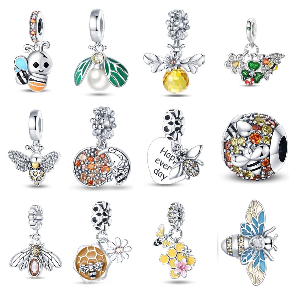 2026 Bee Series Daisies Honeycomb Charm Charm Beads DIY Jewelry Bracelet Accessories 925 Silver