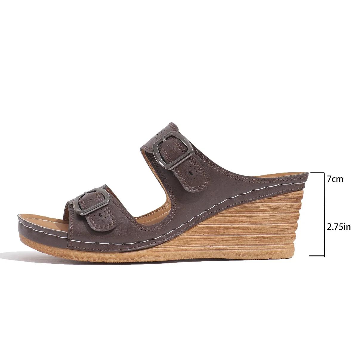 Модные летние женские туфли на танкетке на платформе — фото 7