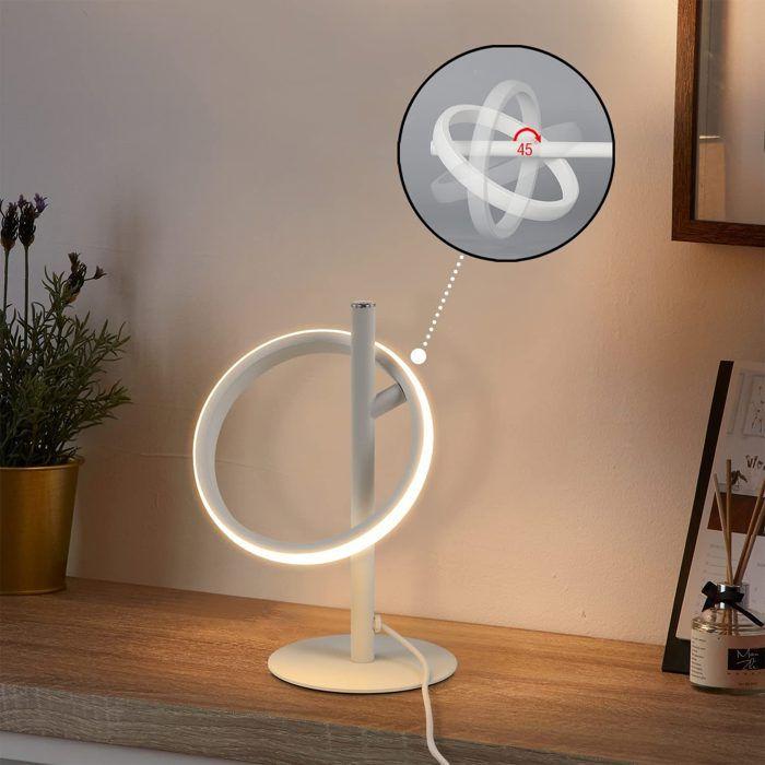 Lampe de table LED - NETTLIFE - Anneaux Rotatifs - Tactile dimmable - 6W 3000K - Blanc