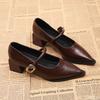 Ladies Spring Fashionable Versatile New High Heels Elegant Minimalist Pointed Women's Shoes Shallow Mouth Middle Heel Shoes