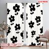 2pcs,2D Plane Printing Minimalist Curtains Black Floral Silhouette Design Versatile Durable Polyester (without Rod) Room Decor